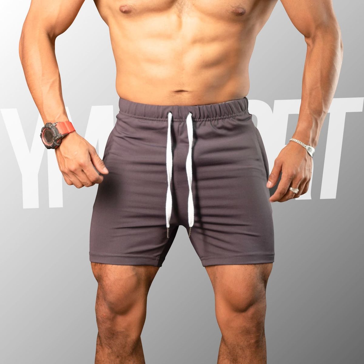 YML SPORT - Short de Entrenamiento Hombre - Short GYM Plomo - YML SPORT