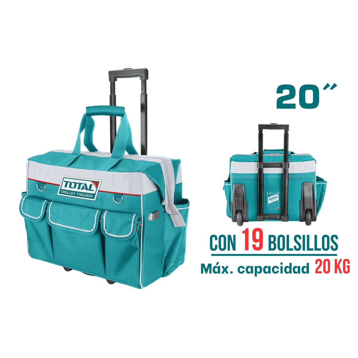 TOTAL TOOLS - Maleta portaherramientas de 20 con ruedas Total