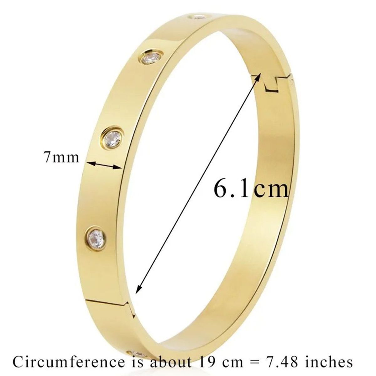 GENERICO - Brazalete Dorado Incrustación de Cristales Mujer Pulsera San Valentín