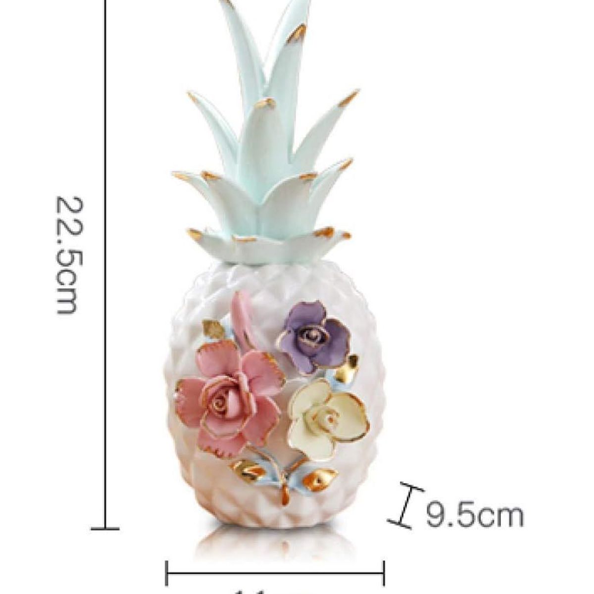 GENERICO - Adorno escultura de Piña de cerámica blanca