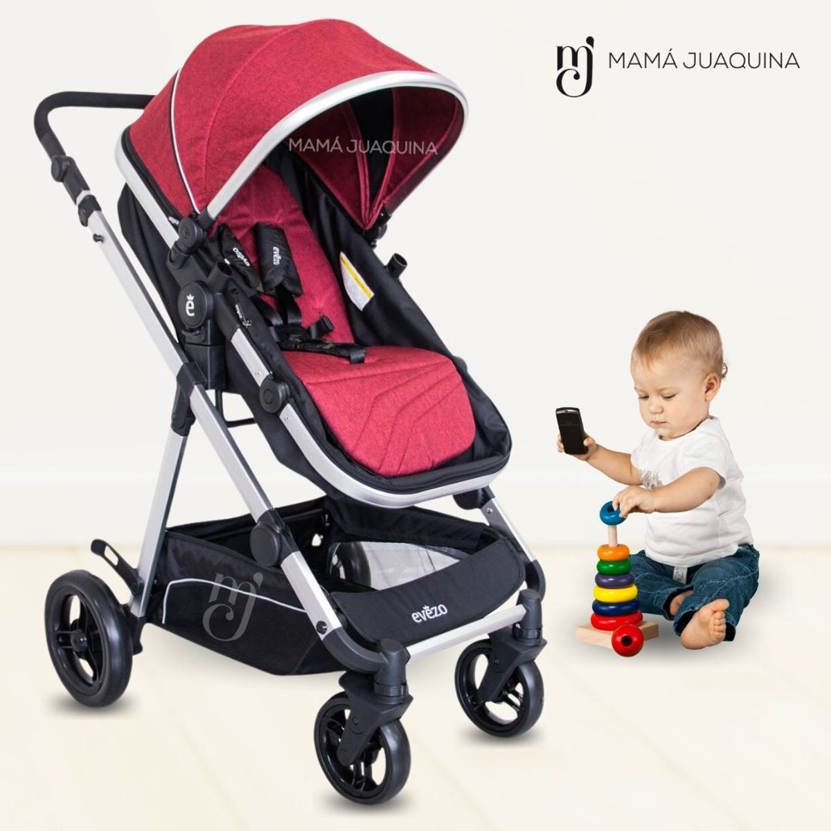 EBABY - Coche Moisés de Lujo «GRAND IBIZA» Borgoña