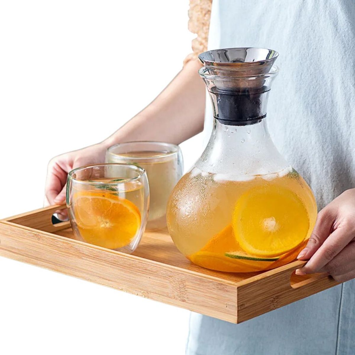 INSPIRA - Jarra de Vidrio Base Ancha con Tapa Acero Hermética 1600 ml