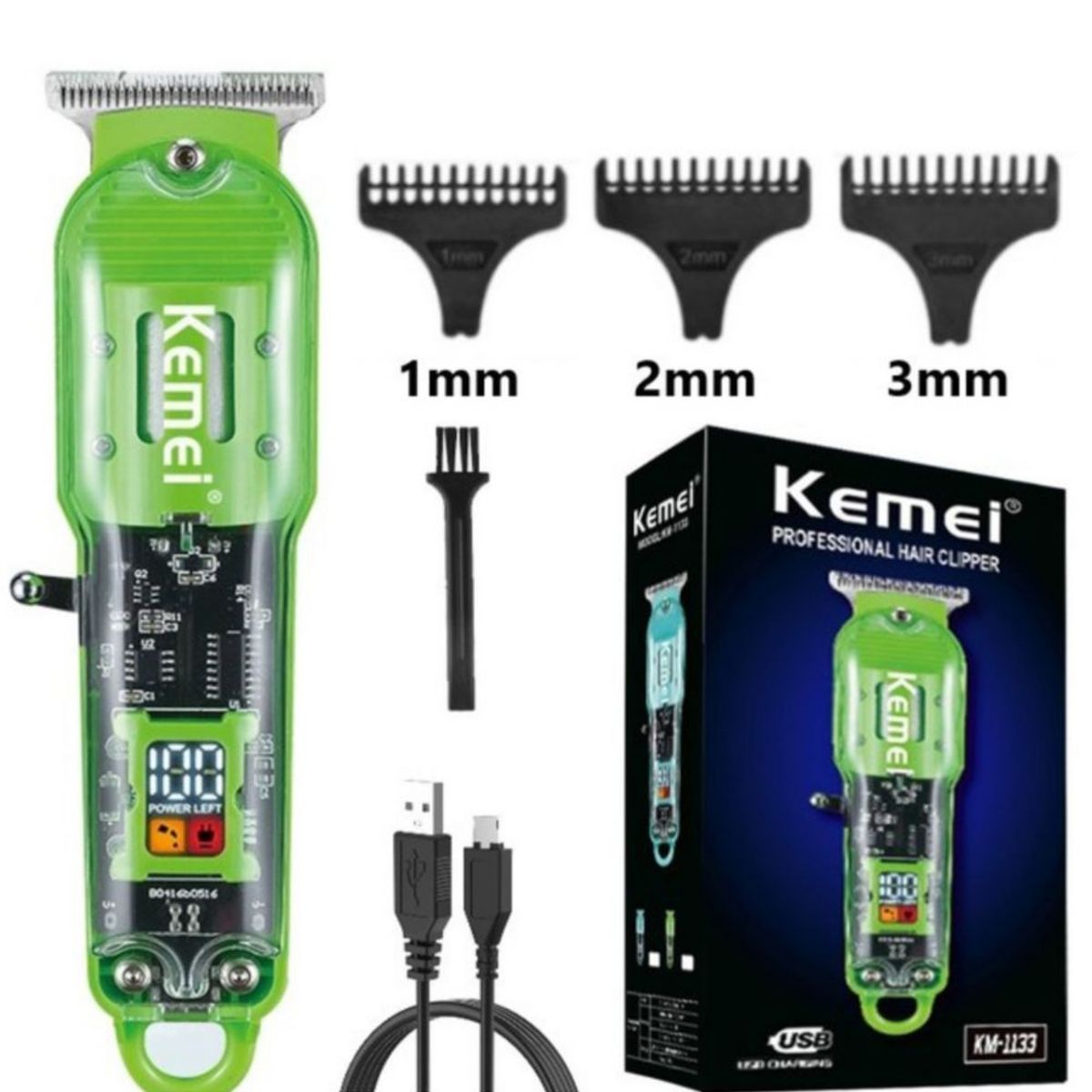 KEMEI - Maquina de Cortar Pelo Kemei Recargable USB KM-1133