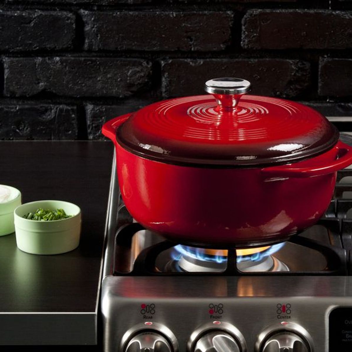 LODGE - Olla de hierro fundido esmaltada Rojo de 4.3 L