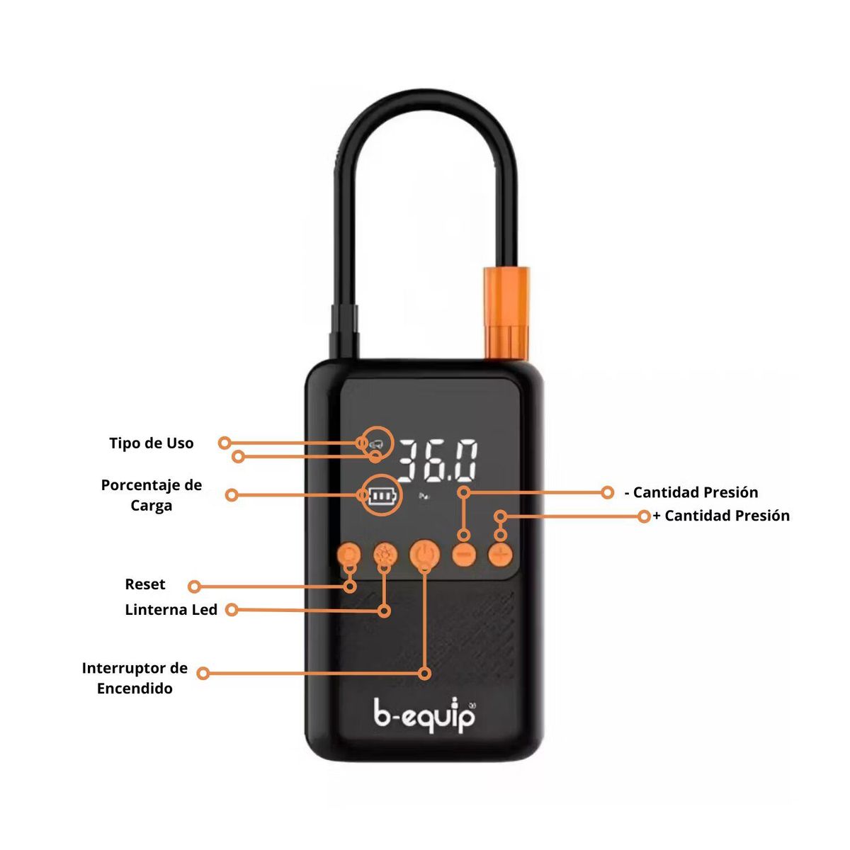B EQUIP - Compresor de Aire Digital B-EQUIP Inflador Portátil CZK-5621