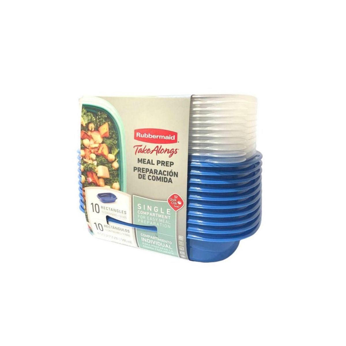 RUBBERMAID - 10 Recipientes con Divisiones 887ml - azul -  Rubbermaid