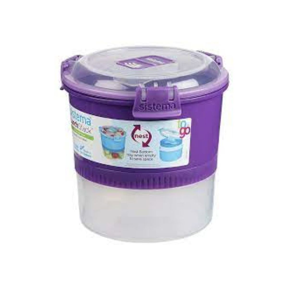 SISTEMA - TAPER LUNCHSTACK TO GO DE 965 ML SISTEMA 2 en 1 -  morado