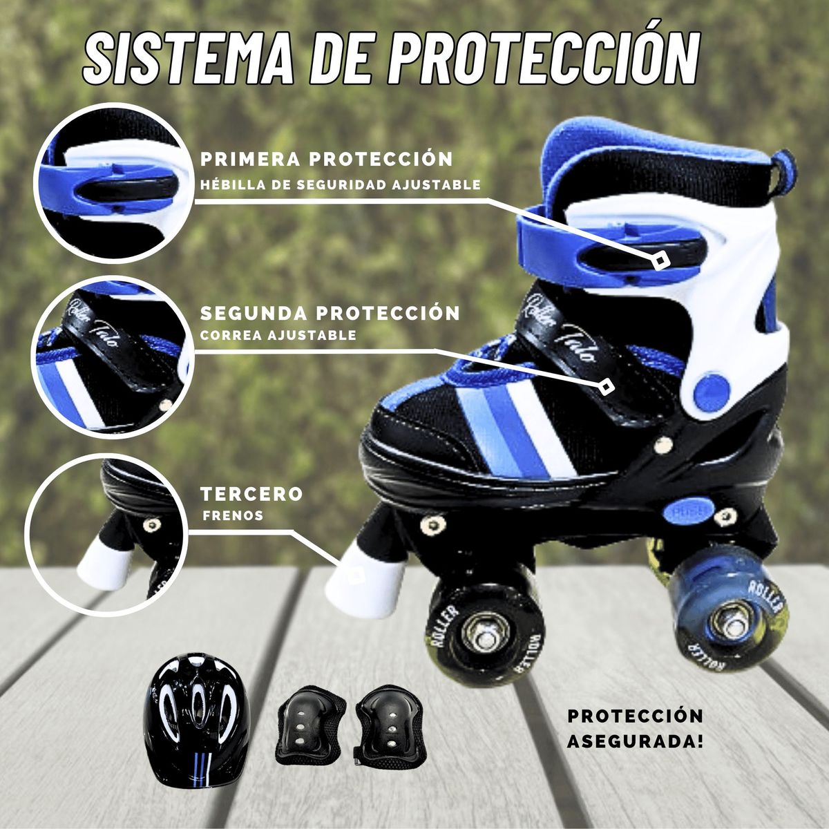 GENERICO - PATINES PARA NIÑO REGULABLE TALLA S 30-33