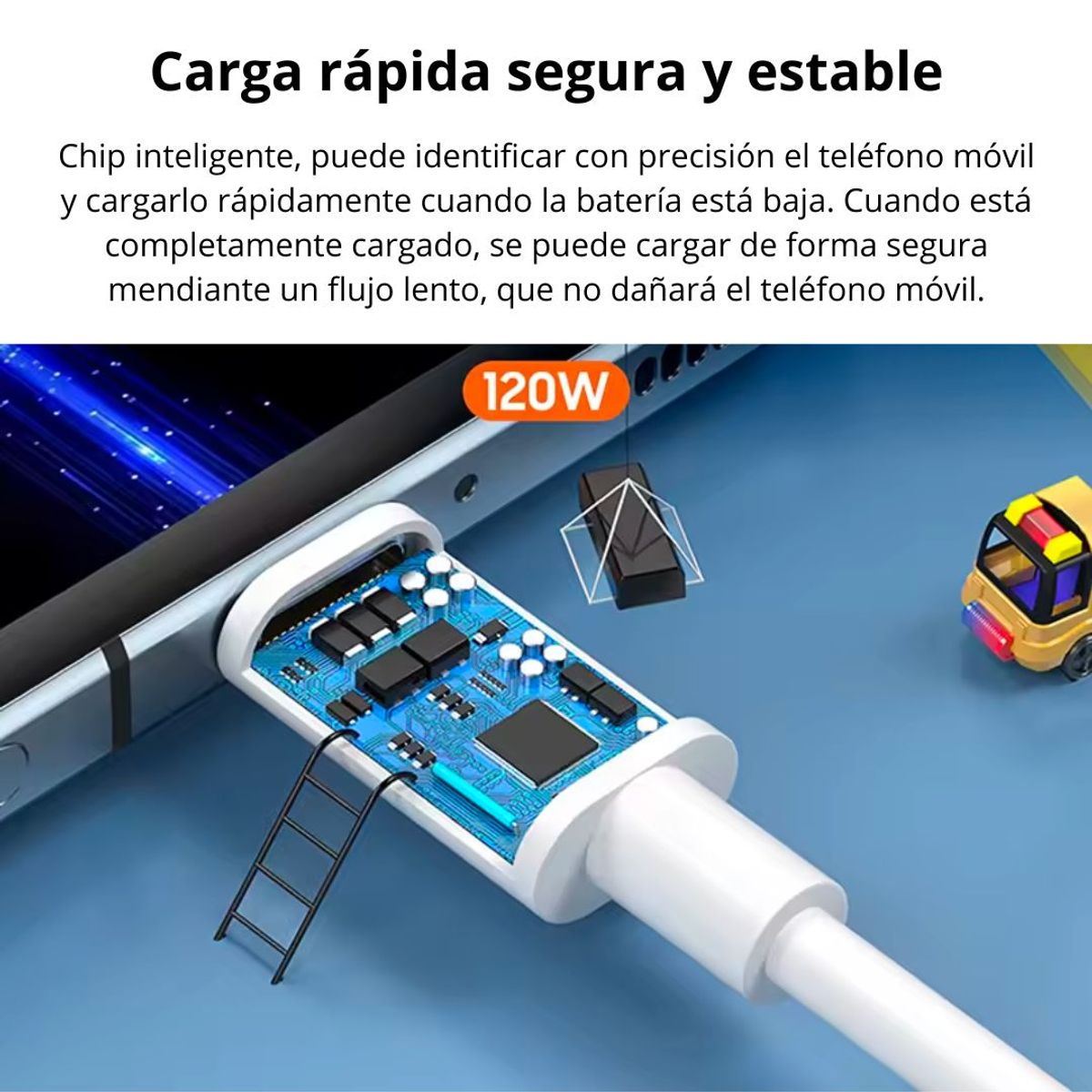 GENERICO - Cable USB Tipo C de 6A 120W Carga Rapida para Xiaomi Mi 1 Metro
