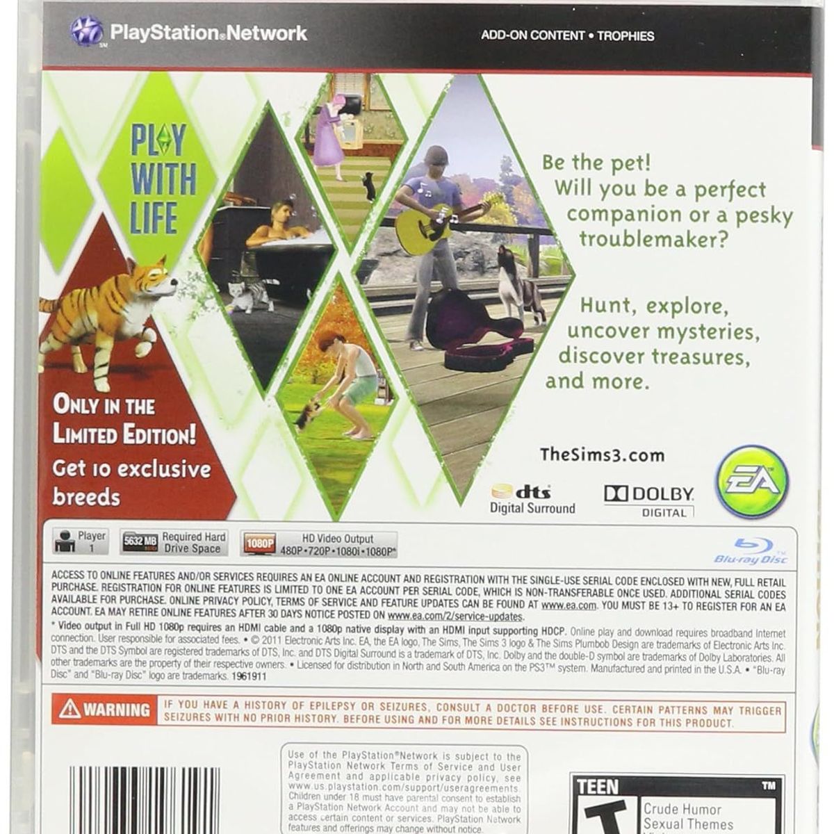 ELECTRONIC ARTS - The Sims 3: Pets Edición Limitada Playstation 3 Sony