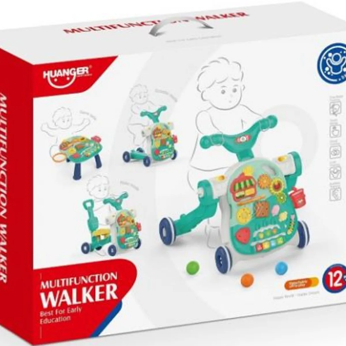 HUANGER - Andador Multifunciónal para bebés 4 en 1 Celeste