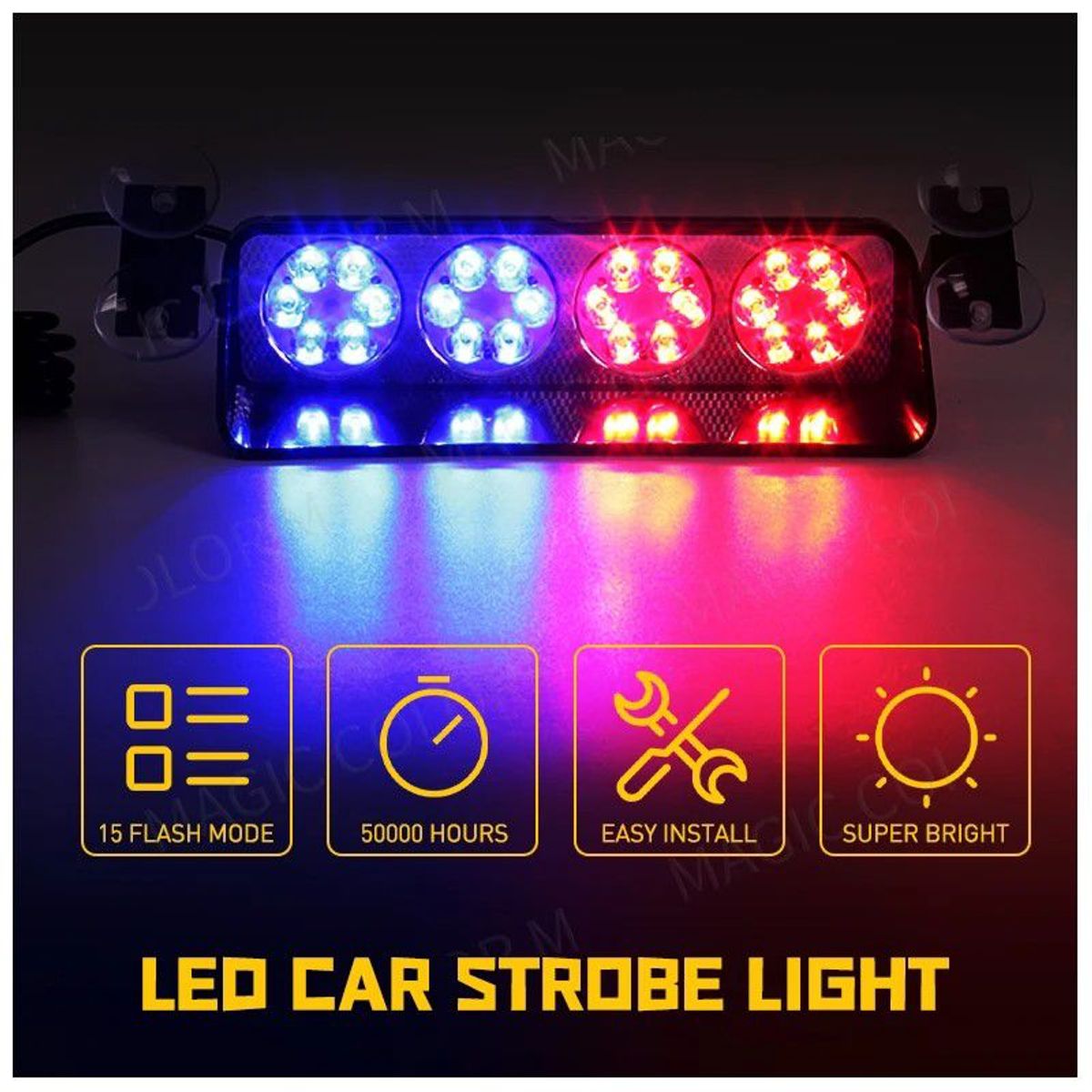 GENERICO - Luz Led Estroboscopica boton Federal Azul  Rojo