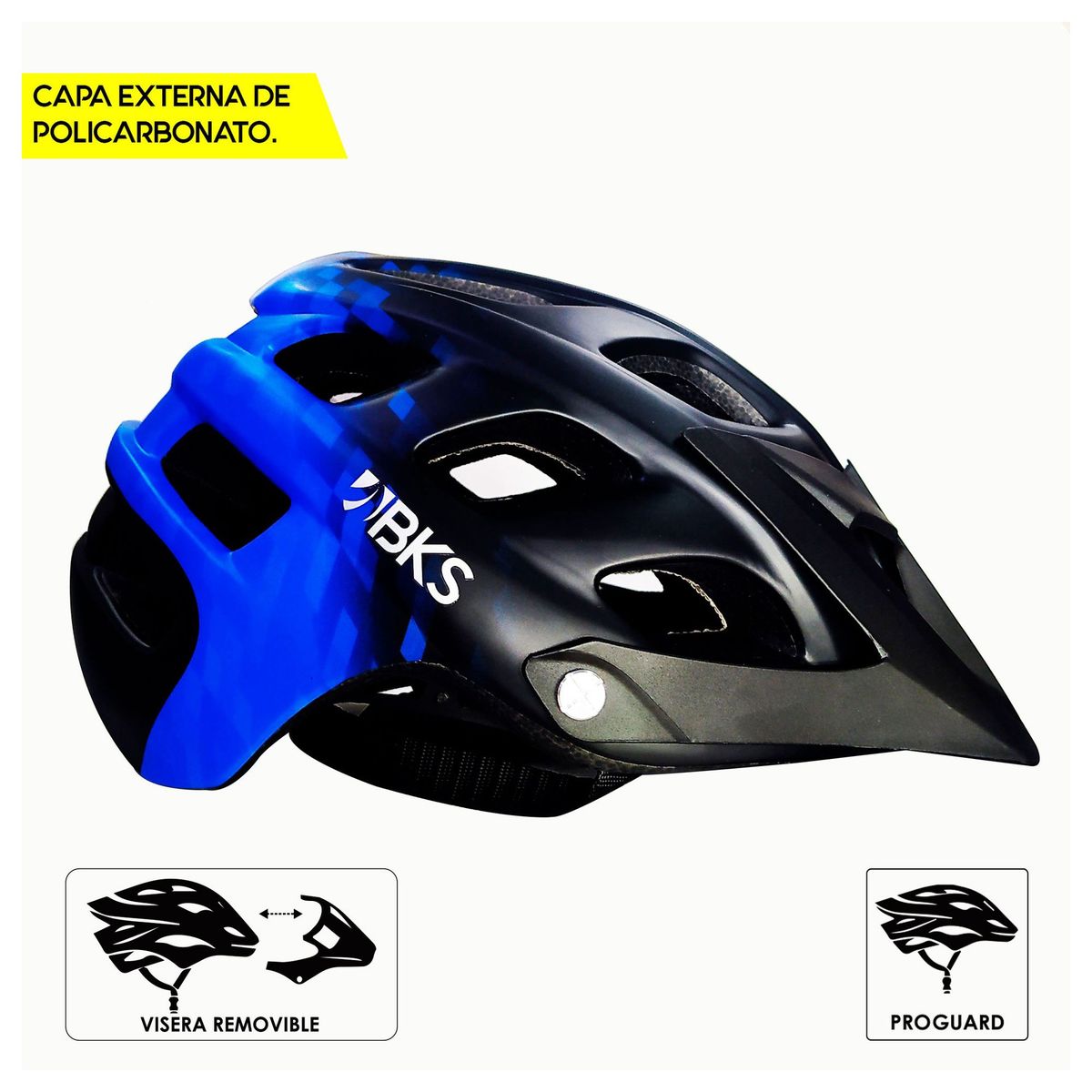 BKS - Casco De Bicicleta Para Adultos Mtb Talla M Negro-Azul