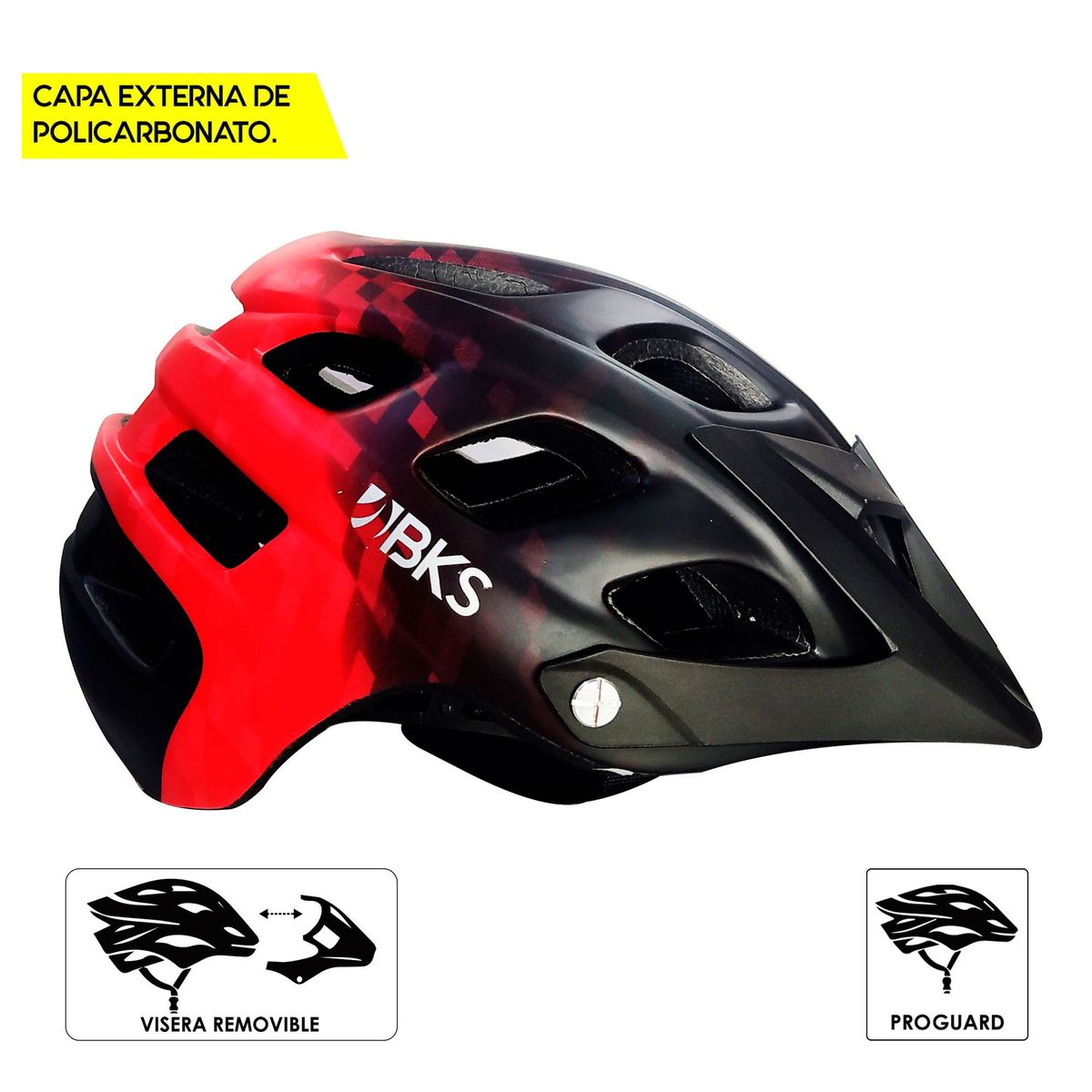 BKS - Casco De Bicicleta Para Adultos Mtb Talla M Negro-Rojo