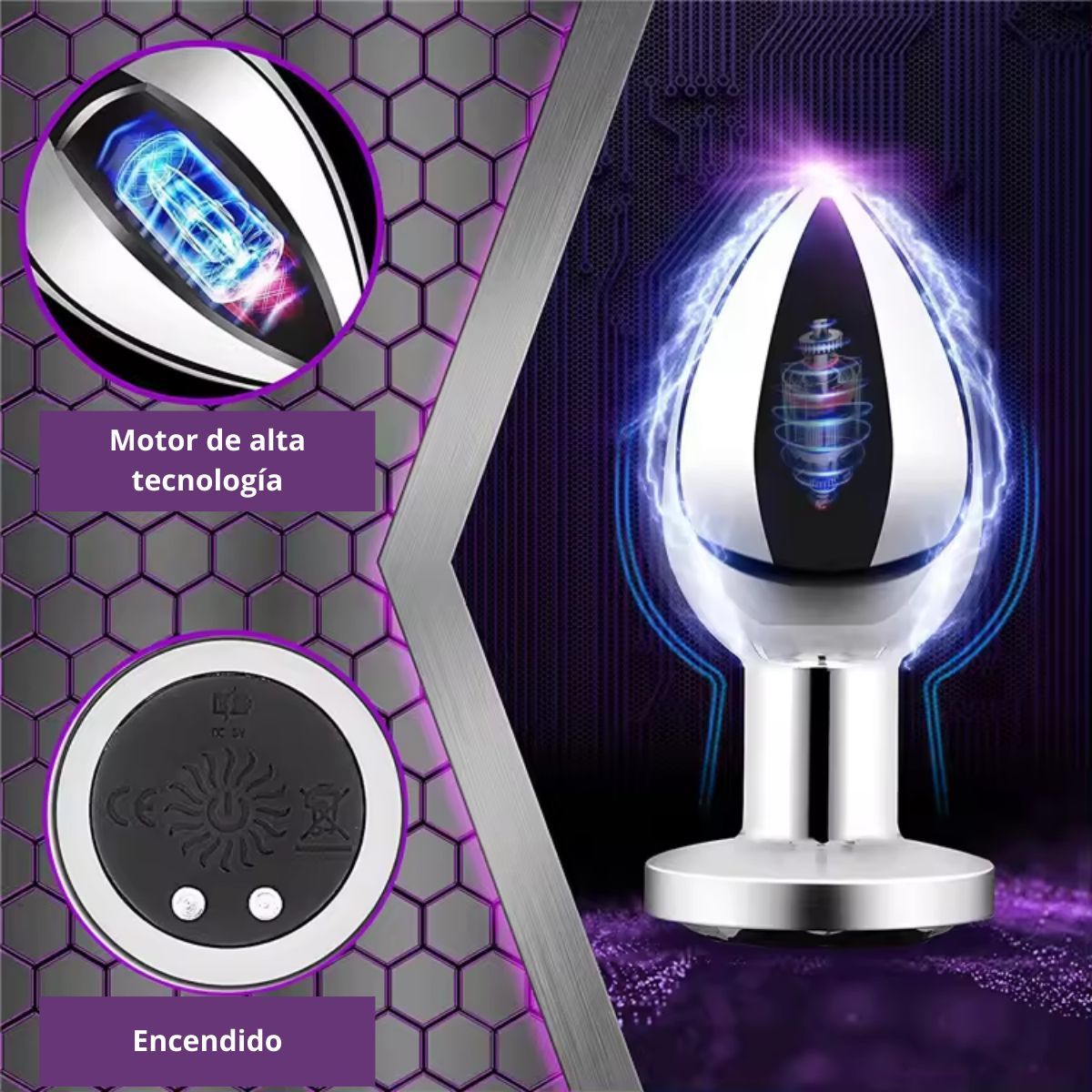 GENERICO - Plug de Metal con Vibrador a Control Remoto