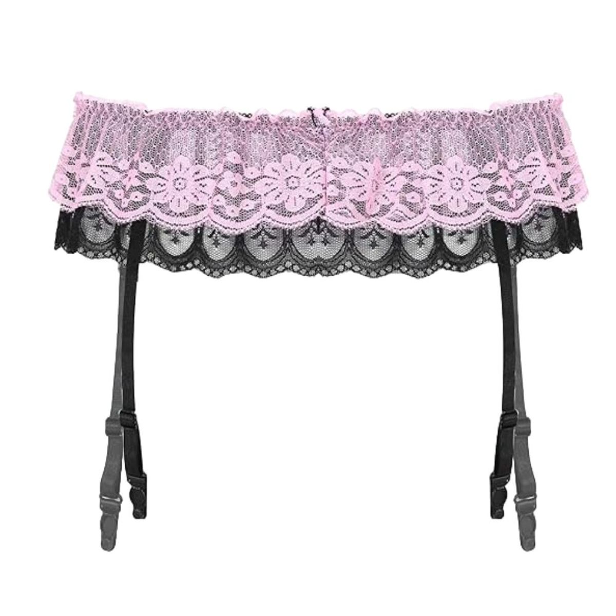 GENERICO - Sexy Cinturón Con Liga  - ROSADO Y NEGRO