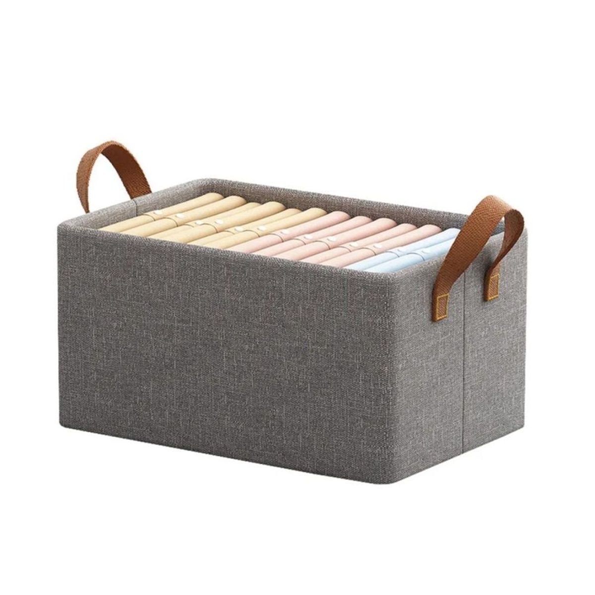 GENERICO - SET DE 2 CESTAS ORGANIZADORES DE ROPA PLEGABLE MULTIUSOS GRIS