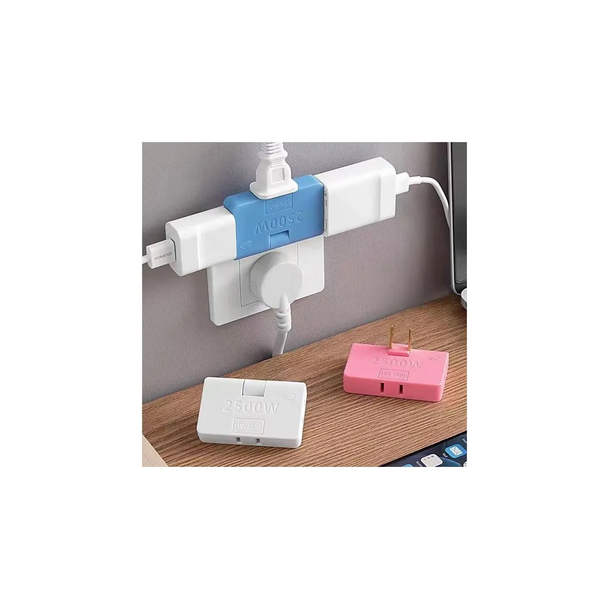 IMPORTADO MC - ADAPTADOR ENCHUFE 3 EN 1 TRIPLE GIRATORIO 180 GRADOS COLORES