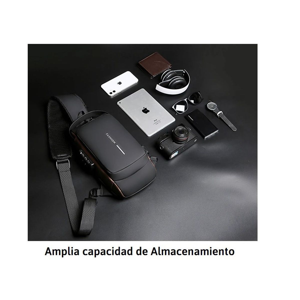 GENERICO - Mochila Cruzada para Hombre con Clave - Sistema Antirrobo