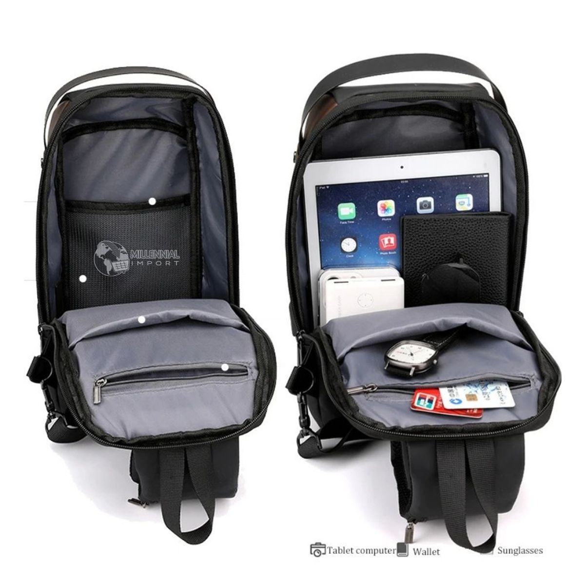 GENERICO - Riñonera Hombre Cruzada con Sistema Antirrobo e Impermeable