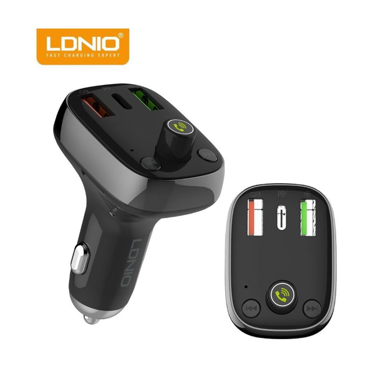 LDNIO - Receptor bluetooth transmisor ldnio c704q fm auto radio cargador