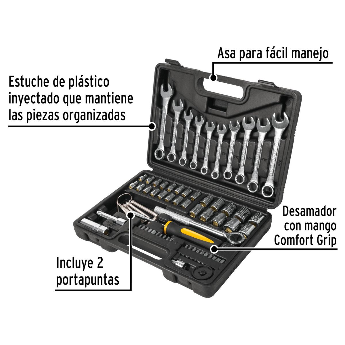 PRETUL - Juego de 70 herramientas 1/4" y 3/8" para mecánico, con maleta Pretul