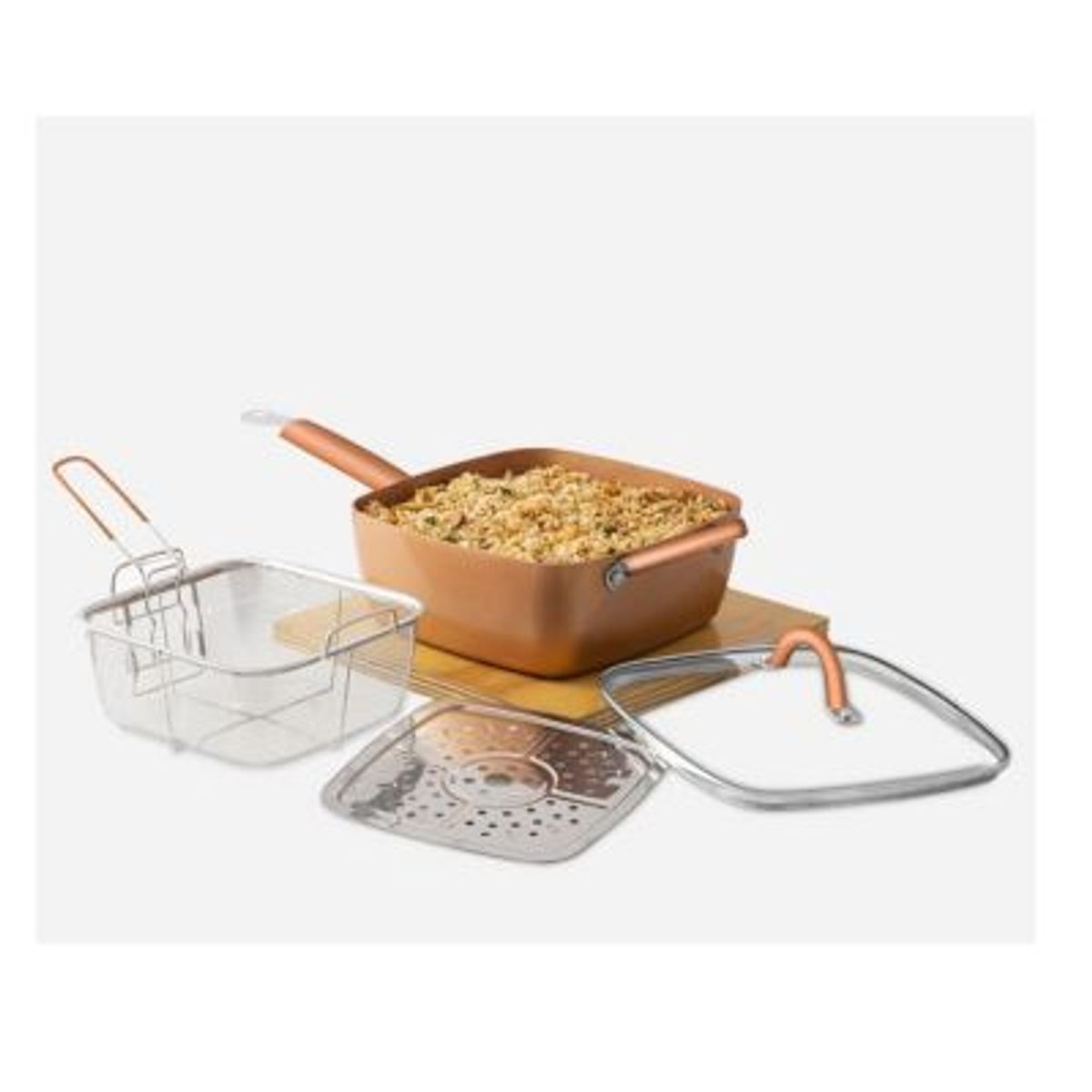 BEHOME - Set De Olla Y Sartén Copper Cobre 7 Piezas