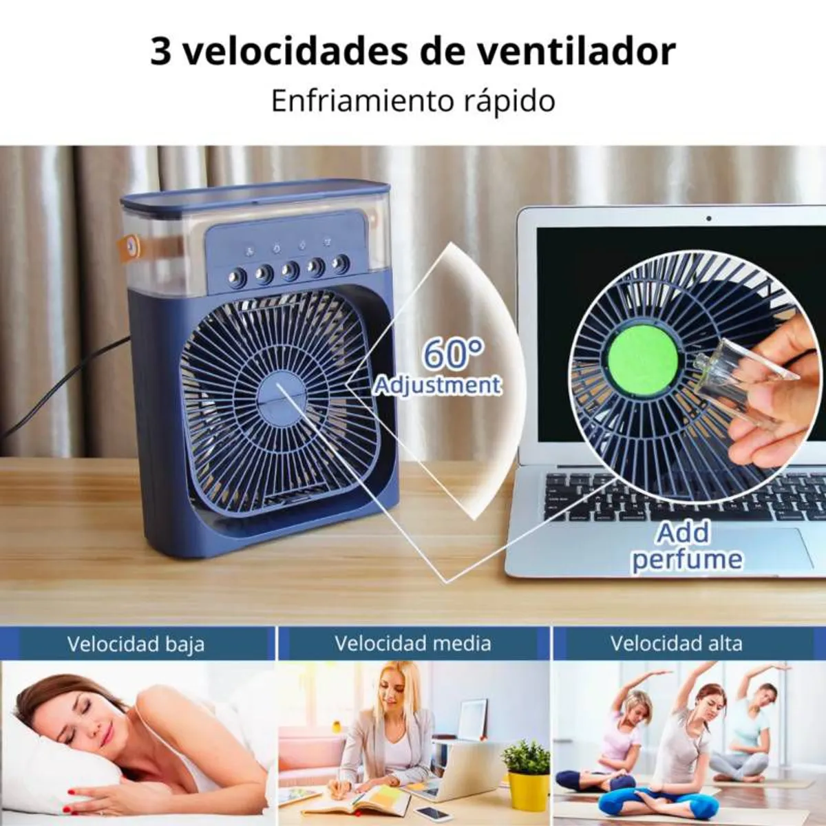 GENERICO - Enfriador Aire Acondicionado 3 en 1 Ventilador Portatil azul