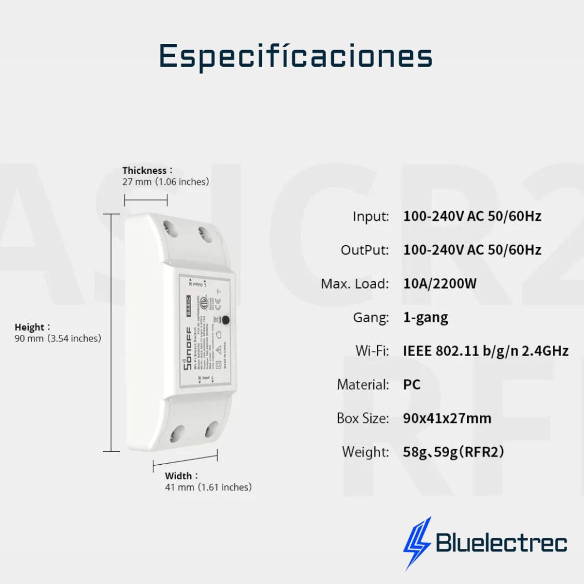 SONOFF - Interruptor inteligente WiFi BasicR2 - Pack 5unds
