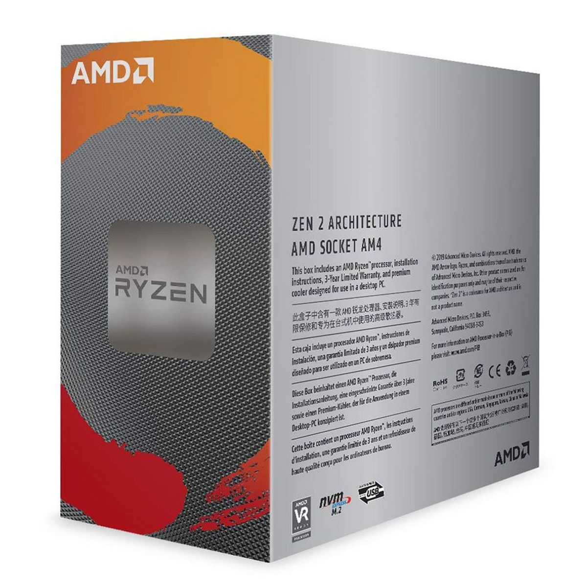 RYZEN - PROCESADOR AMD RYZEN 5 3600, 3.60GHZ, 32MB L3, 6 CORE, AM4, 7NM, 65W.