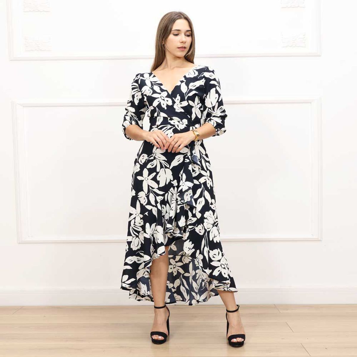 GENERICO - Vestido Largo Asimétrico Diana mujer Amarís negro