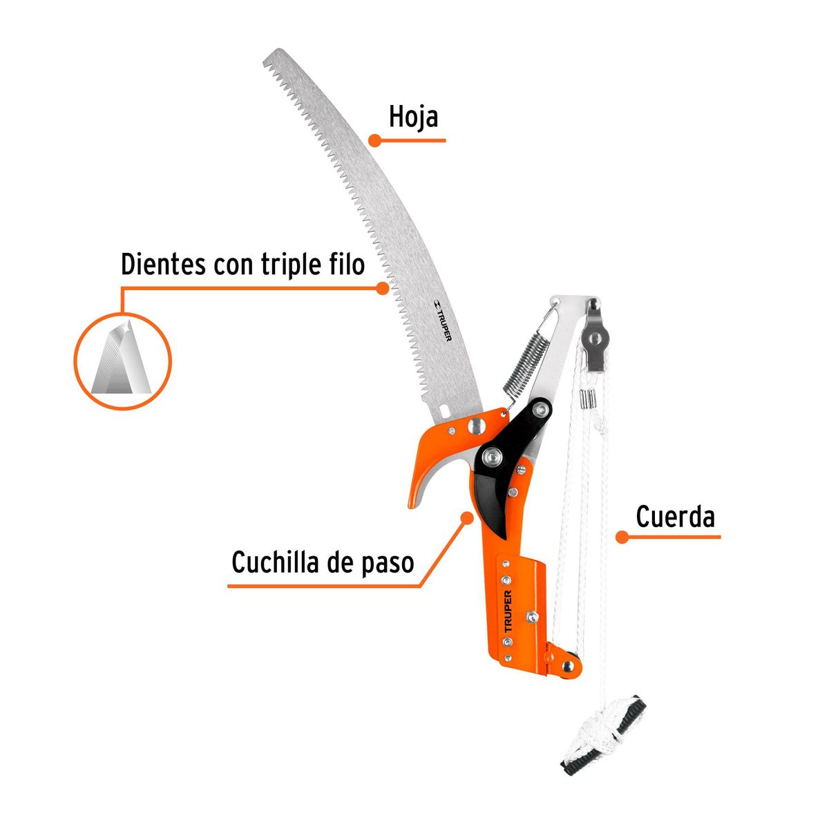 TRUPER - Cortador de ramas altas sin mango hoja de acero SK5 de 14