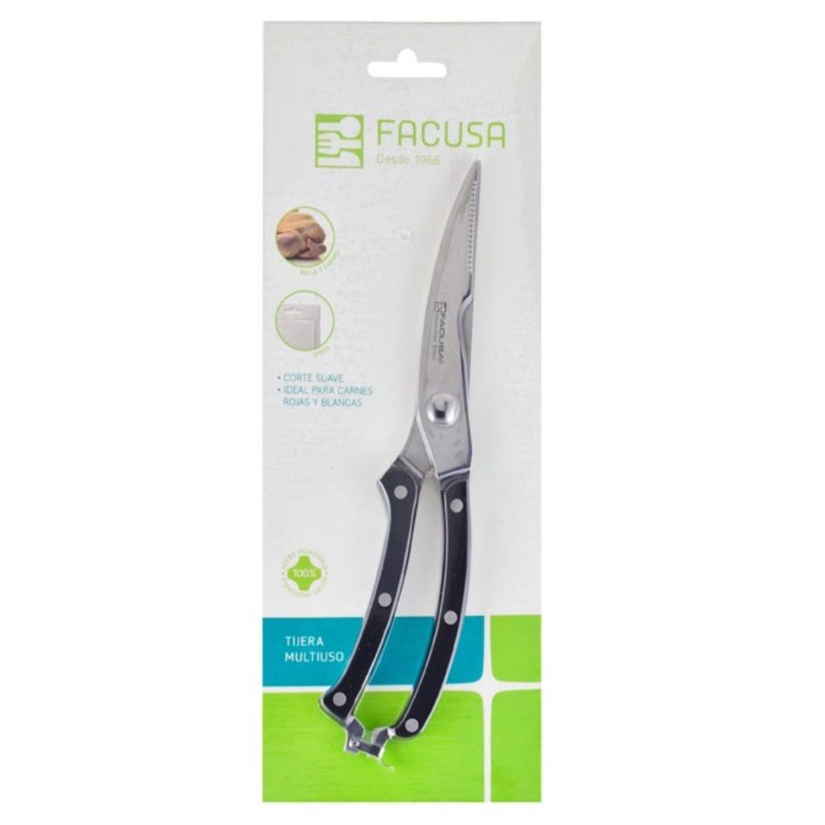 FACUSA - Tijera para Carnes y Pollo Profesional Gormet Facusa mango negro