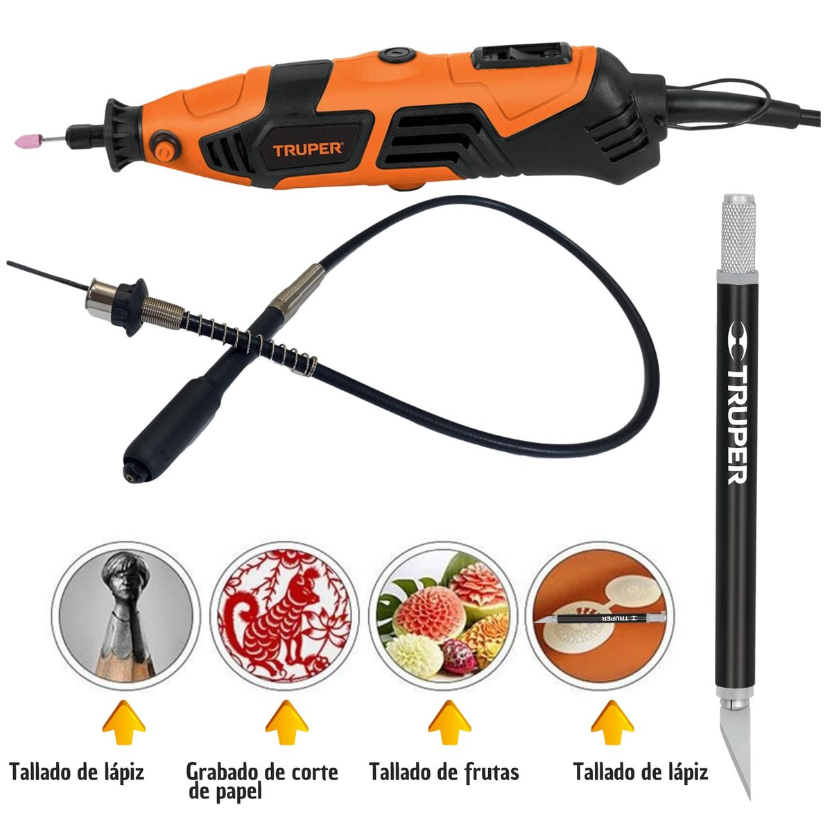 TRUPER - Mini Taladro Rectificadora Con Accesorios 381 Piezas Truper