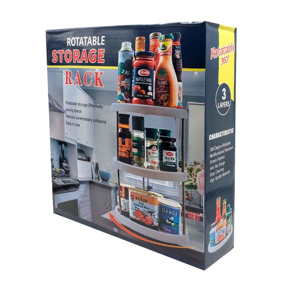 OTTOWARE - ESTANTE ORGANIZADOR GIRATORIO DE 3 NIVELES