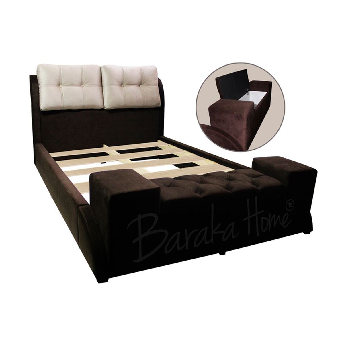BARAKA HOME - Cama Tapizada Barkus 2 Plz - Chocolate