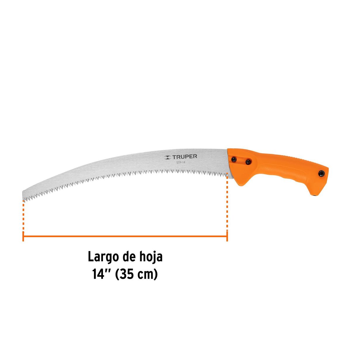 TRUPER - Serrucho de poda 14" hoja curva 6 DPP mango plástico