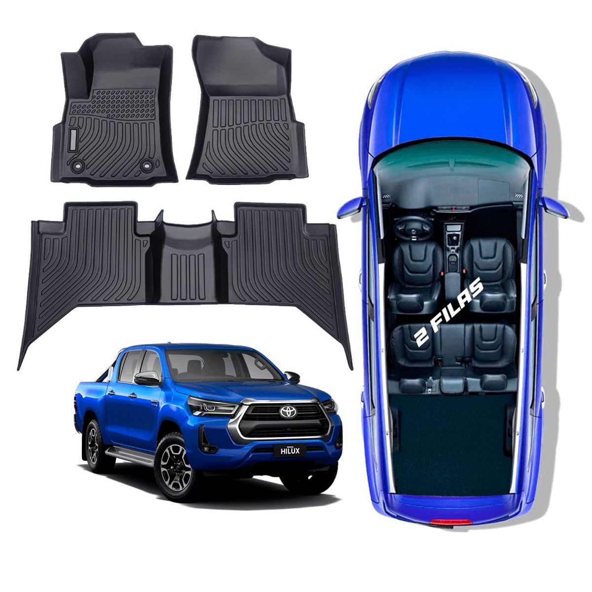 GENERICO - PROTECTOR CUBRE PISO 5D TPE TOYOTA HILUX REVO 2015-2024
