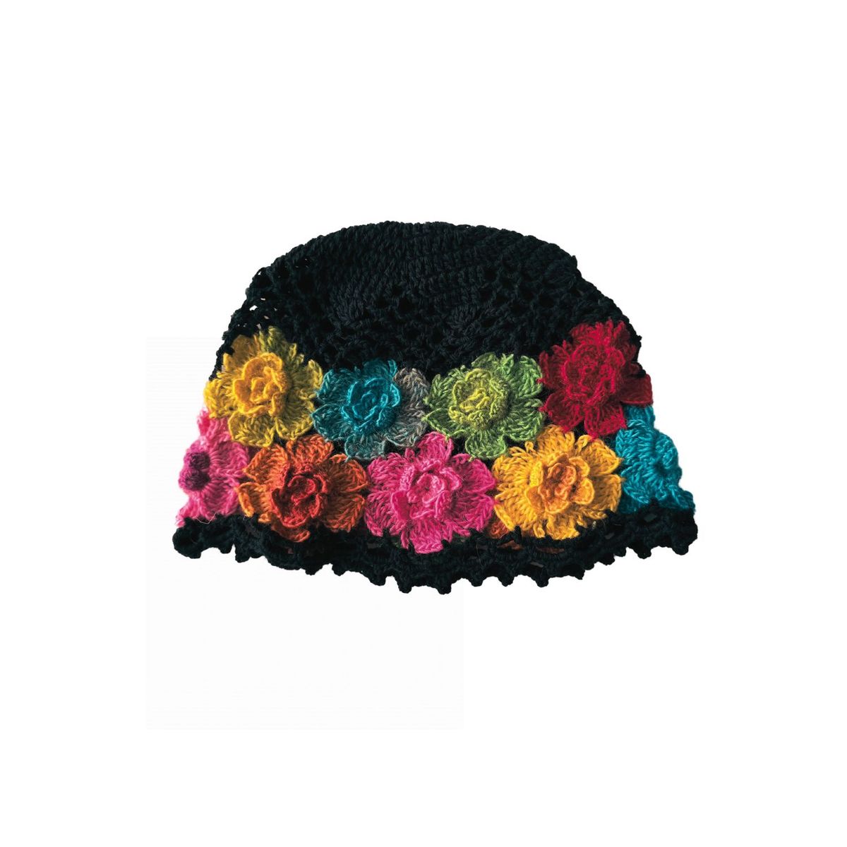 OEM - Gorro Tejido con Diseño de Flores Coloridas para Mujer