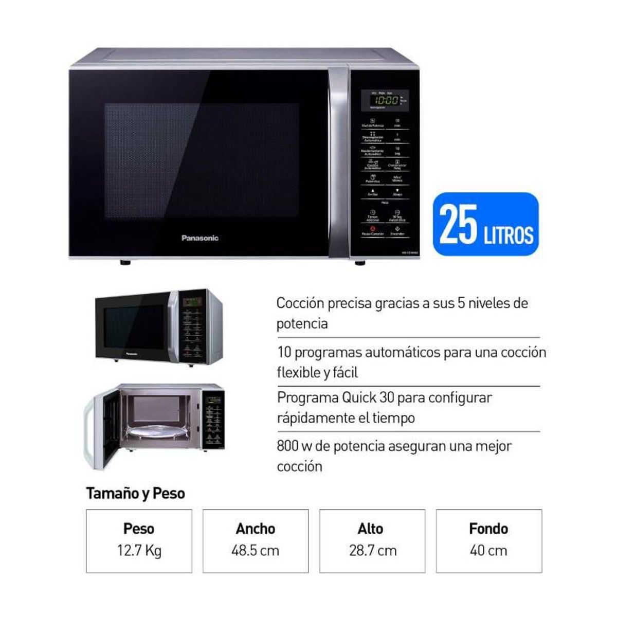 PANASONIC - MICROONDAS PANASONIC NN-SB34HMRPK NEGRO 25L