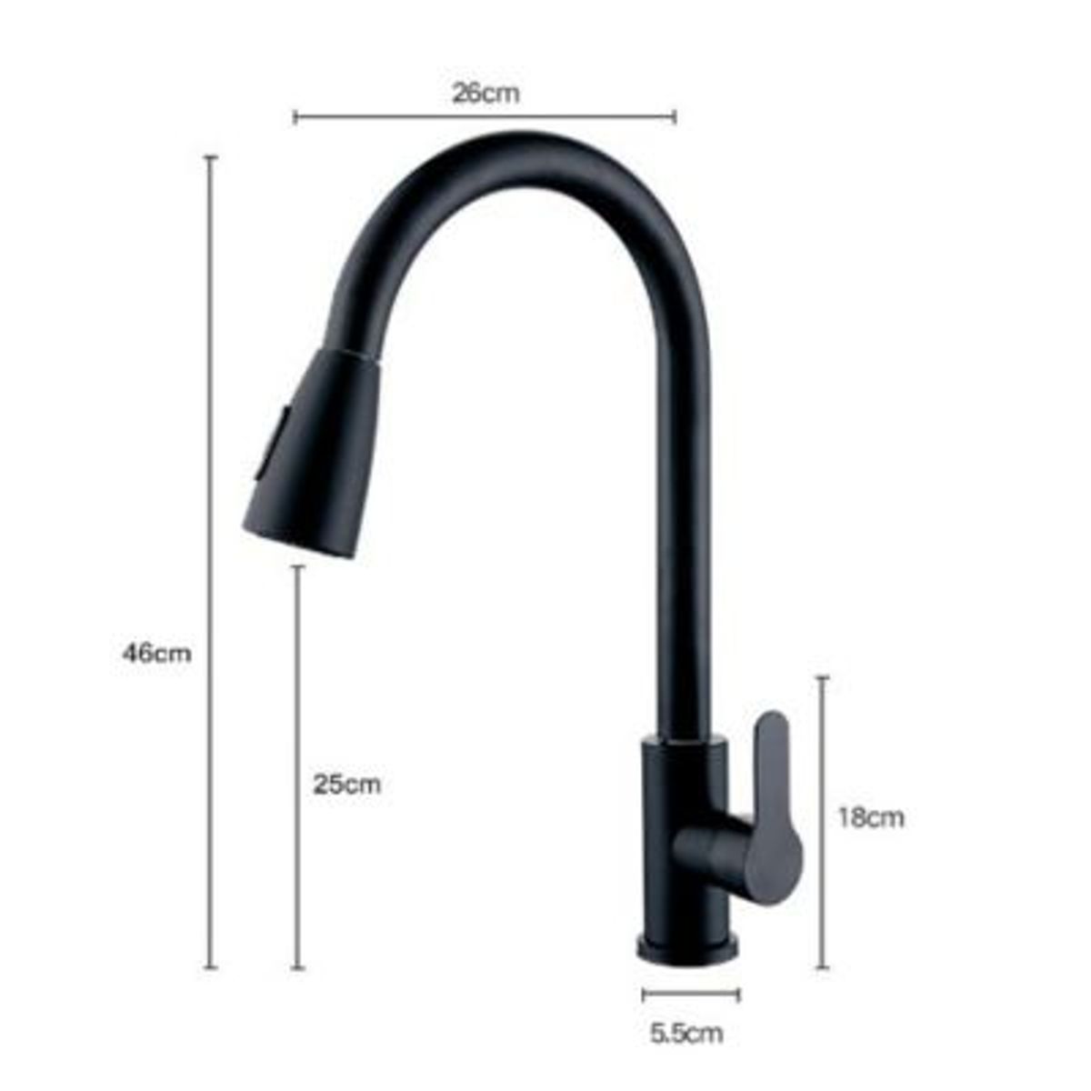 IMPORTADO MC - Mezcladora de Cocina Extensible 60cm Negro Monocomando