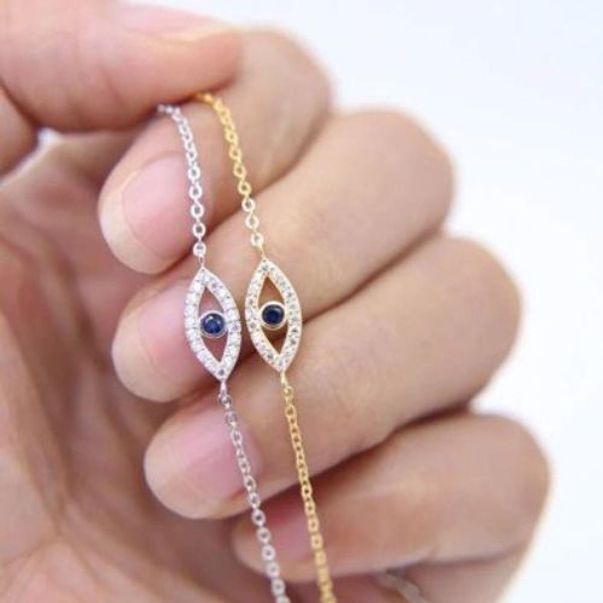 GENERICO - Pulsera de  925plata  piedra circon dorado ojo turco bañado en oro 14k