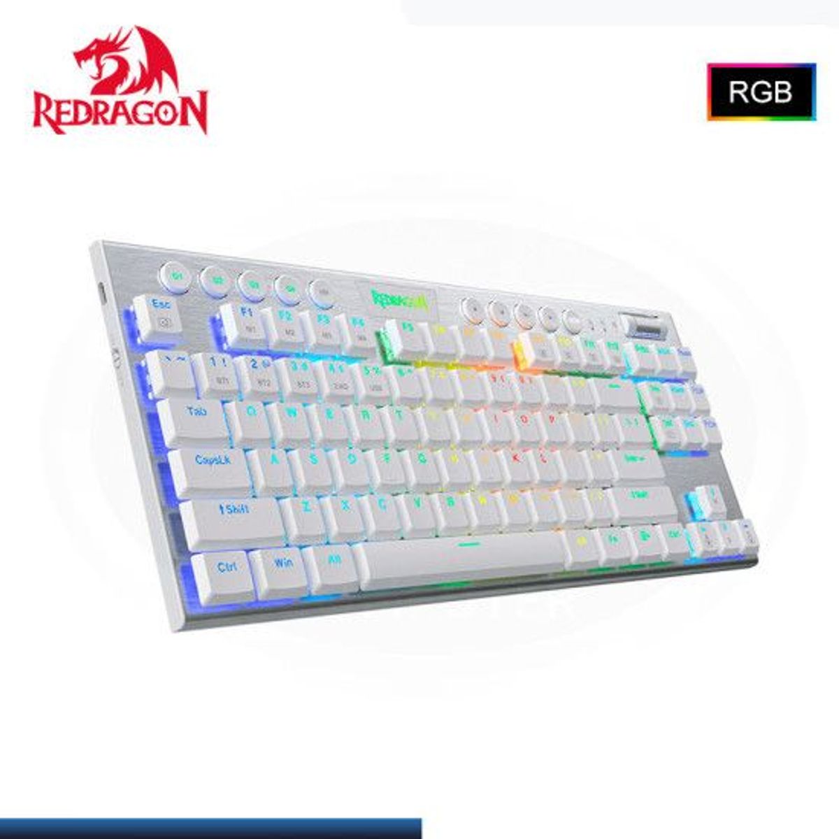 REDRAGON - Teclado Mecánico Gamer Redragon HORUS TKL K621W-RGB-SP WHITE Wireless