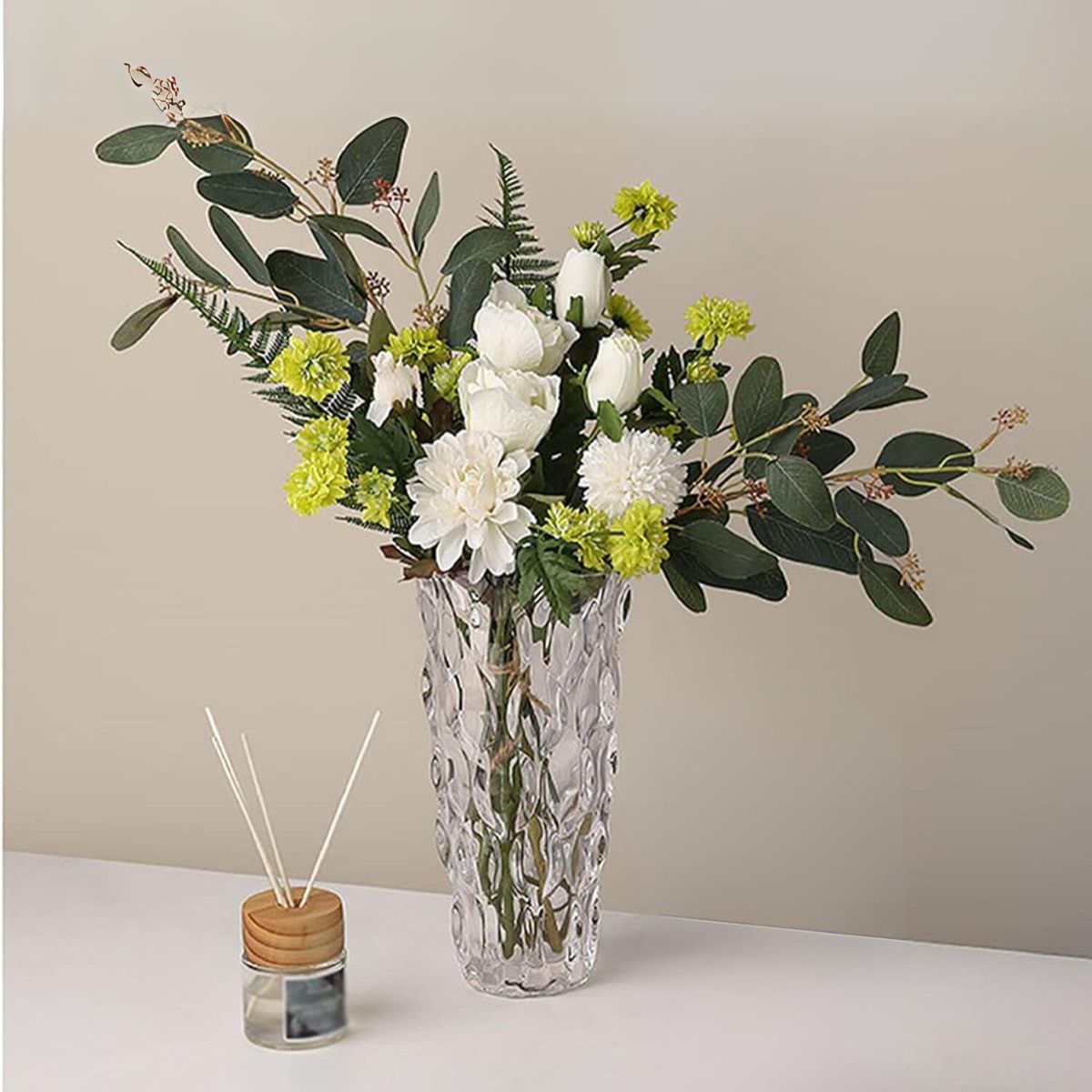 ICHIMATSU - Florero de vidrio Labrado floreado 18 Cm