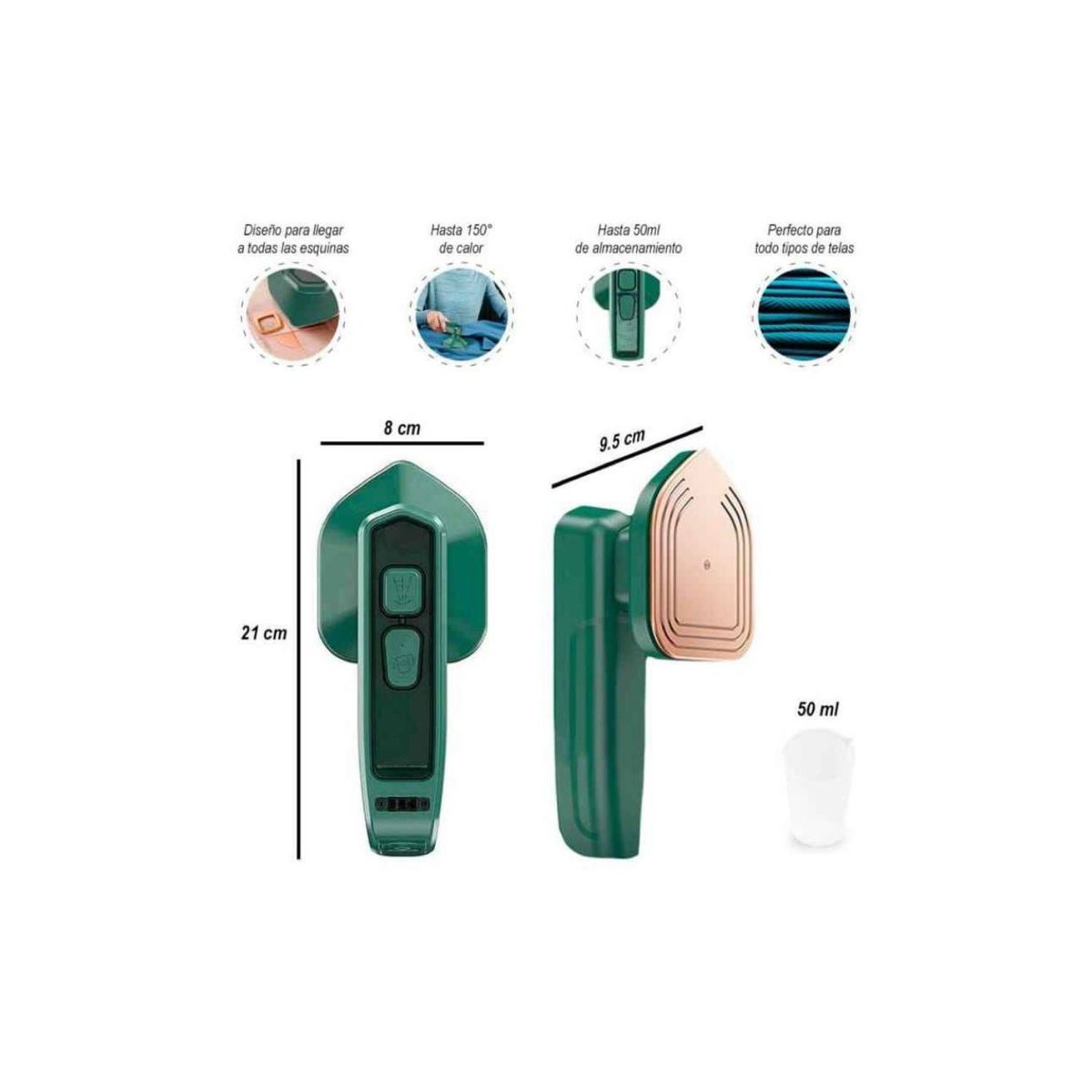 GENERICO - Mini Plancha a Vapor Vertical Verde