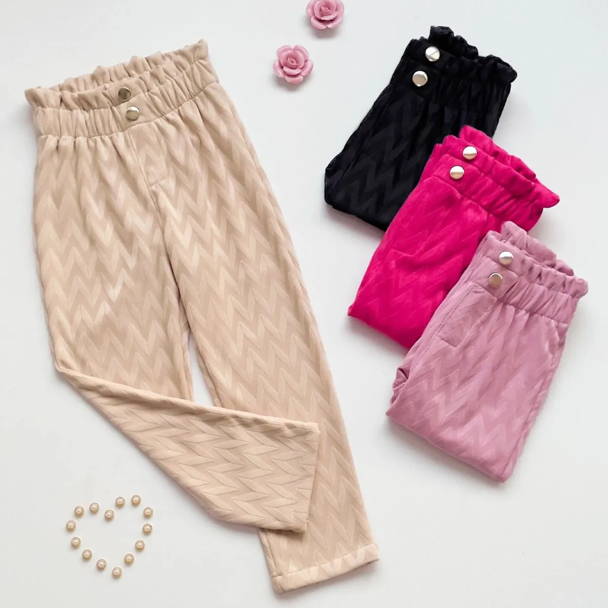 KIDS MASHMELO - Pantalón Labrado Pretina Volteada para Niña Kids Mashmelo