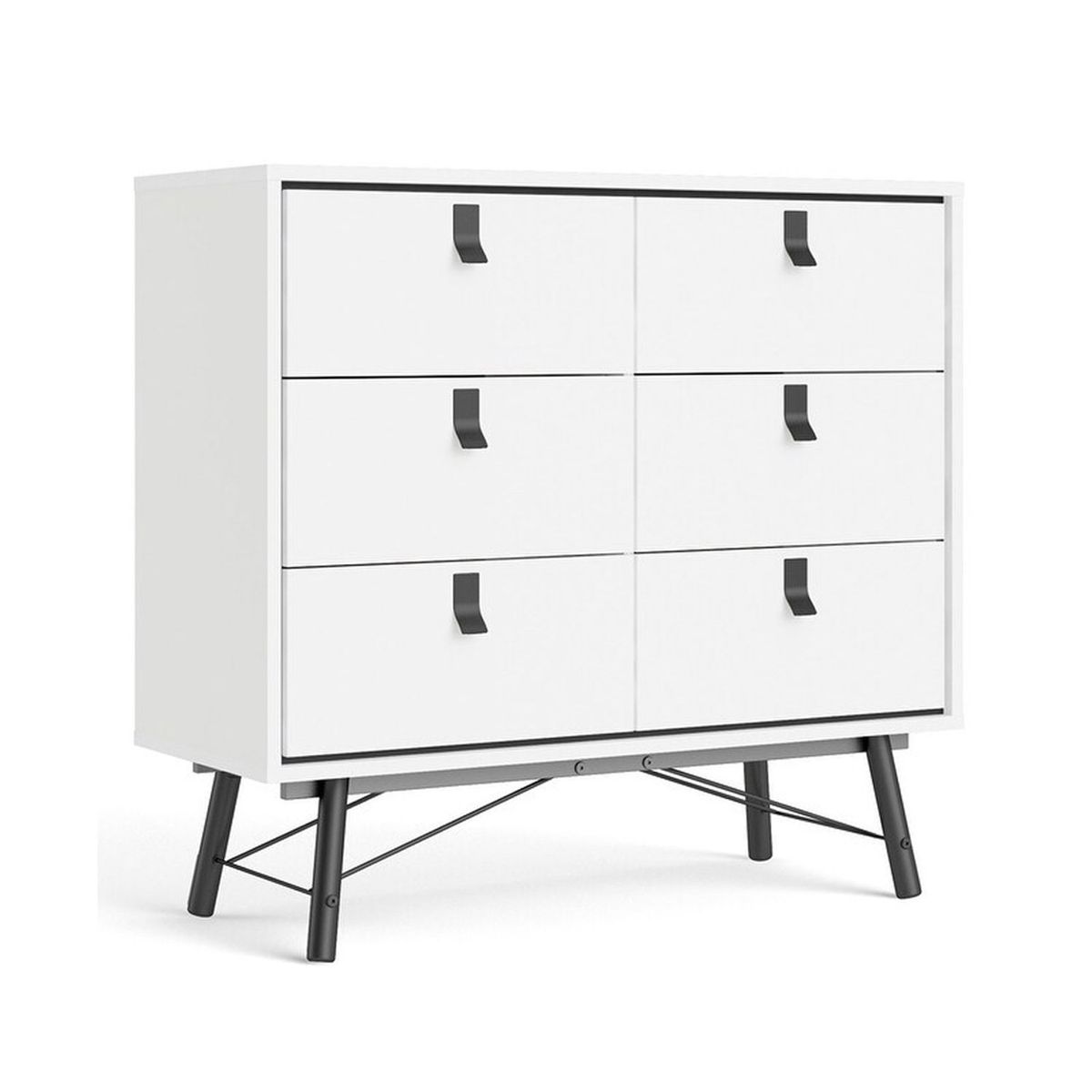 VENTITAS HOME - Cómoda Contemporánea Seymonne 6 Cajones Color Blanco