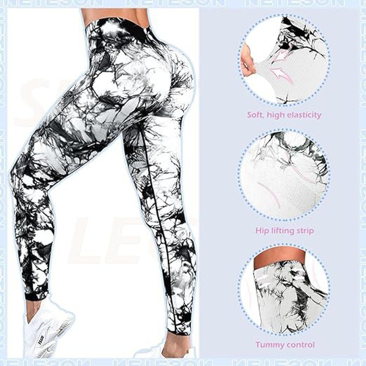 FITNESS - leggings cintura alta para levantamiento de glúteos Scrunch tie dye
