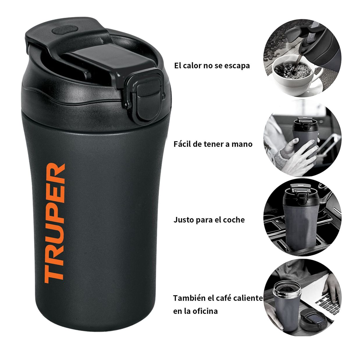 TRUPER - Combo Mochila porta laptop termo tomatodo candado con clave