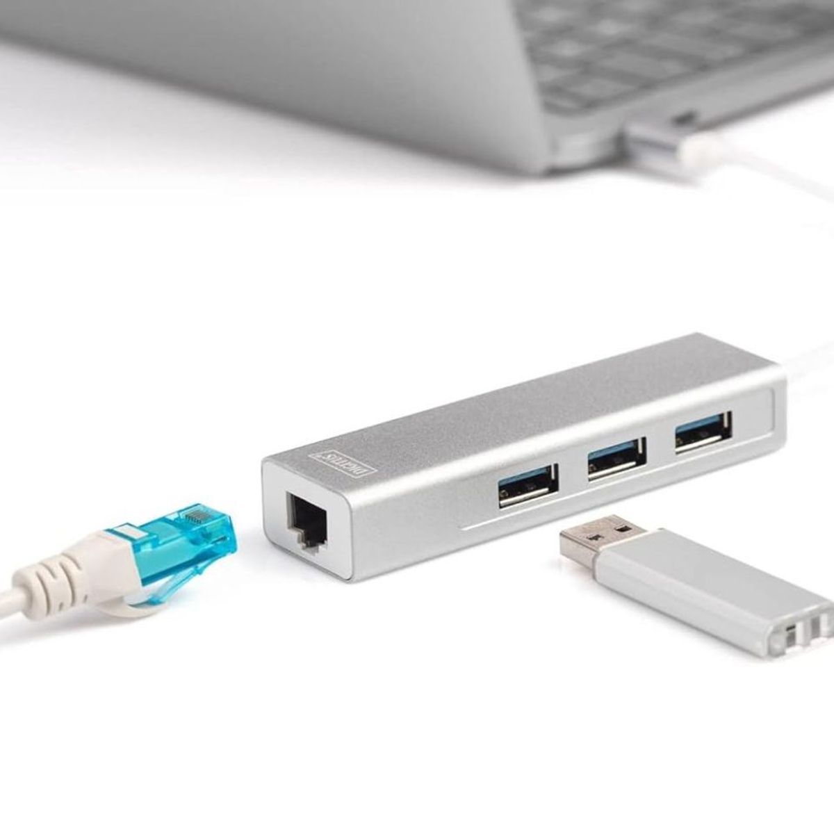 GENERICO - Adaptador Usb Tipo C A Red Rj45 Lan Ethernet + Hub 3 Usb